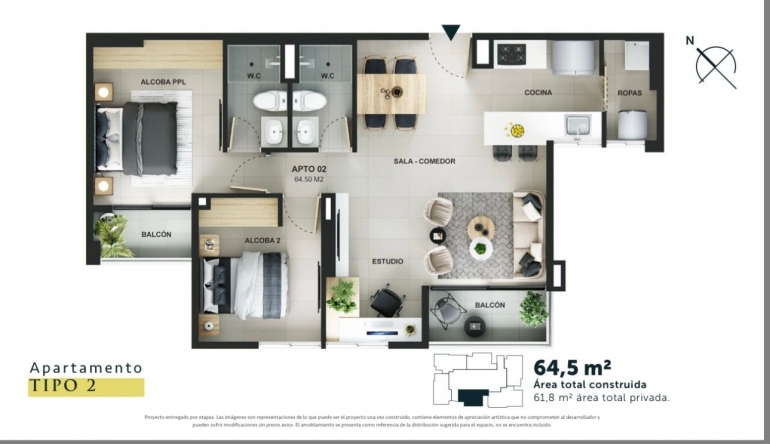 Apartamento en V. Ojo de Agua, Rionegro